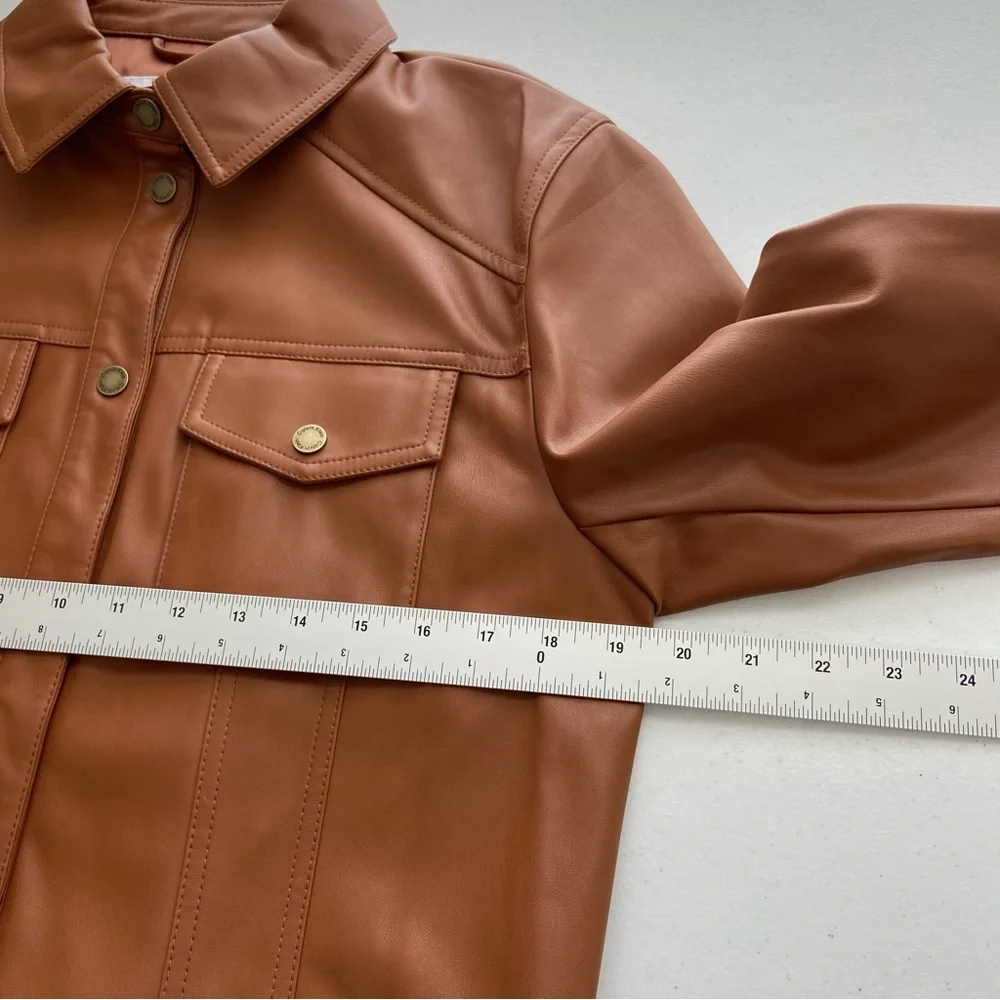 Calvin Klein Jacket‎ Women's Medium Brown Cropped Faux Leather